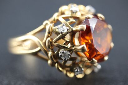 18k yellow gold openwork ring set with a...