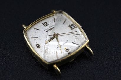 Longines watch dial in 18k yellow gold. PB:...