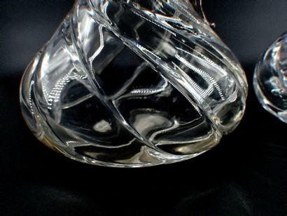 Pair of crystal ewers, silver mountings....