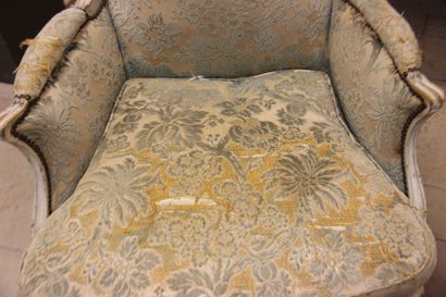 Pair of bergères in grey lacquered natural...