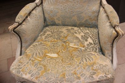 Pair of bergères in grey lacquered natural...