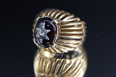 Dome ring in 18k yellow gold, openwork and...
