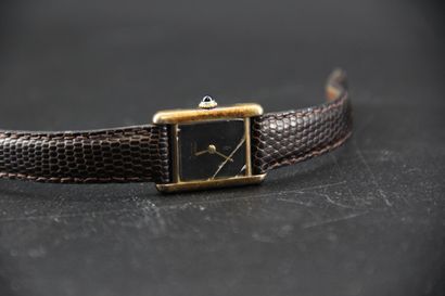 CARTIER - Lady's watch in gold-plated silver....