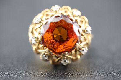 18k yellow gold openwork ring set with a...