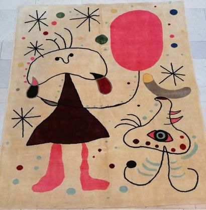 After Miro, polychrome wool carpet. Size:...