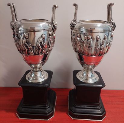 Pair of silver-plated bronze cassolette vases...
