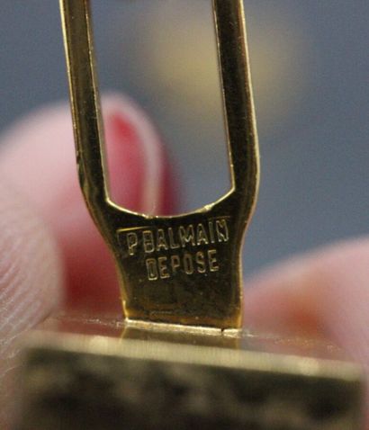 Pierre BALMAIN- Pair of gilt metal cuffl...