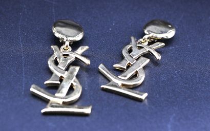 YVES SAINT LAURENT - Pair of YSL gold-plated...
