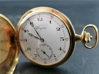 LONGINES - Montre de col en or jaune 18k,...