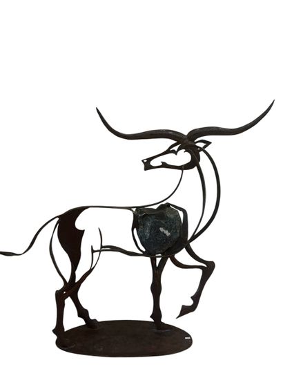 Elegant bronze sculpture of a stag with a...