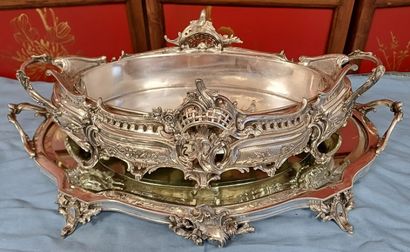 Louis XV-style silvered bronze centerpiece...