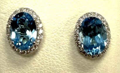 Paire de boutons d'oreilles en or blanc 750°/.(18K)...