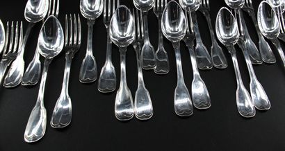 Silver cutlery set, filet pattern, hallmarked...