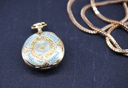 Montre de col en or jaune 18k émaillée (PB:...