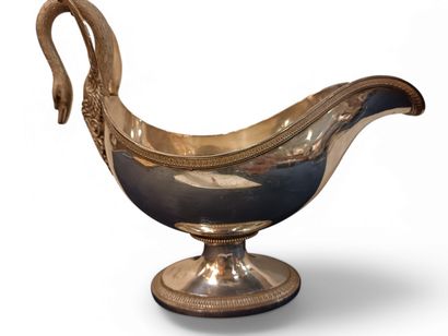 Sauce boat in silver, old-age hallmark ?,...