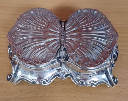 Double covered salt cellar in solid silver,...