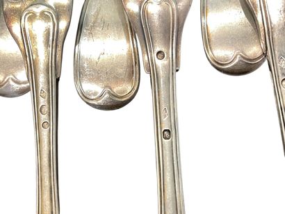 6 Couverts de table en argent modèle uniplat...