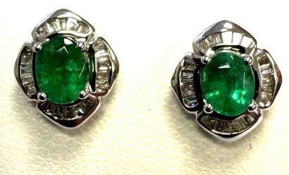 Paire de boutons d'oreilles en or blanc 750°/.(18K)...