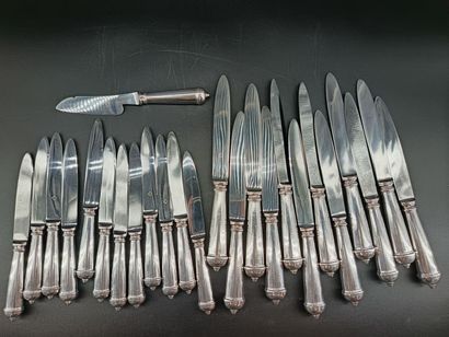 12 large knives with silver-filled handles...
