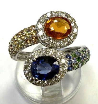 Bague Toi et Moi en or blanc 750°/.(18K)...