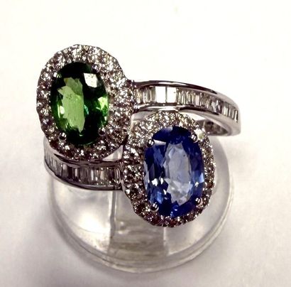 Bague Toi et Moi en or blanc 750°/.(18K)...