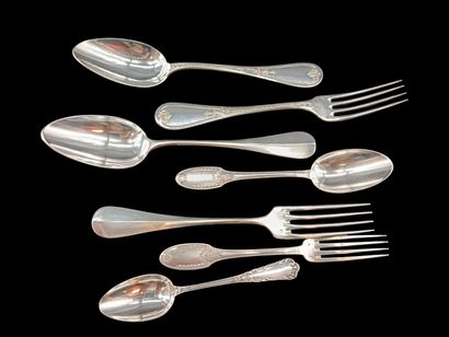 3 pairs of silver flatware, one silver entremet...