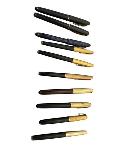 Lot de 10 stylos plume or