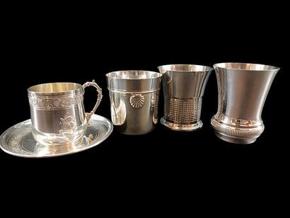 3 silver kettledrums including one CARDEILHAC,...