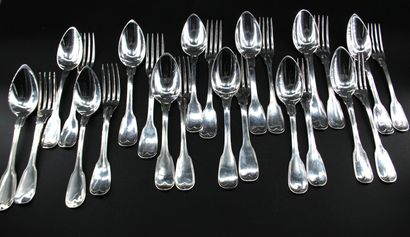 Silver cutlery set, filet pattern, hallmarked...