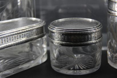Crystal and silver-mounted toiletry set including...