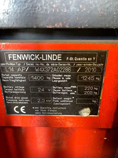Gerbeur autoporté FENWICK L16
N° W4X372A0286
Compteur...