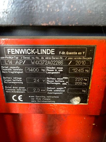 Gerbeur autoporté FENWICK L16
N° W4X372A0286
Compteur...