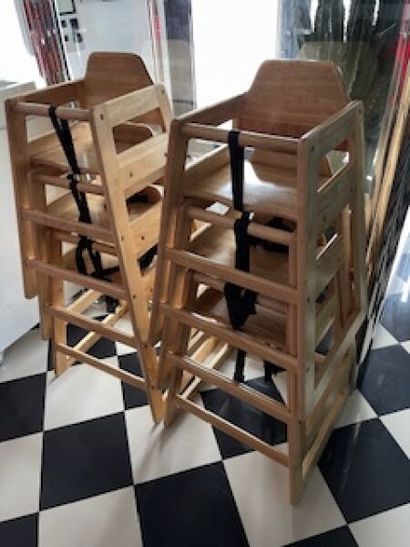 6 fauteuils bébé en pin verni