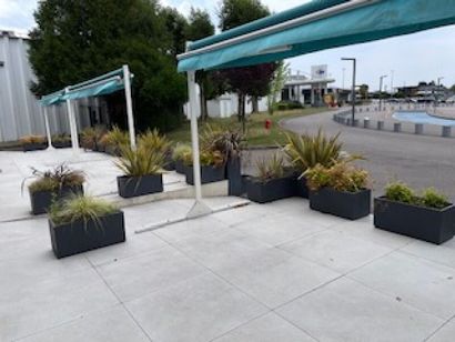3 parasols de terrasse à double pans avec...