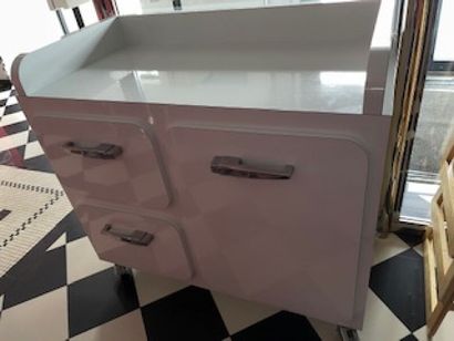 3 dessertes d'office en bois stratifié blanc...