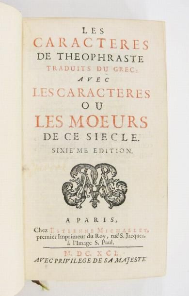 LA BRUYERE (Jean de)
Les caractères de Théophraste...