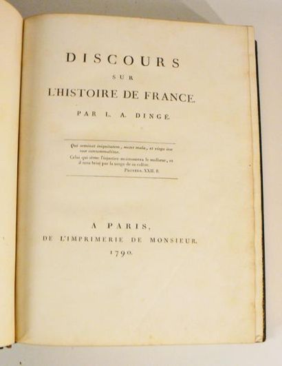 DINGE (L.A.) & MOREAU
Discours sur l'histoire...