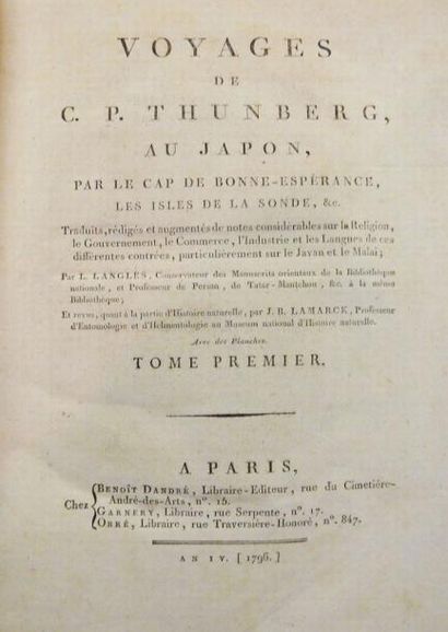 THUNBERG (Carl-Peter)
Voyages au Japon, par...