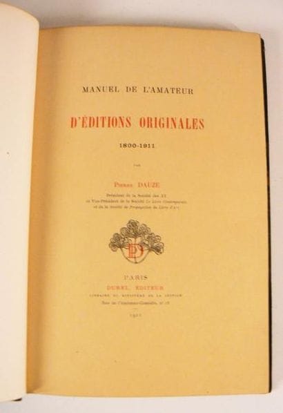 Bibliographie - DAUZE (P.). Manuel de l'amateur...