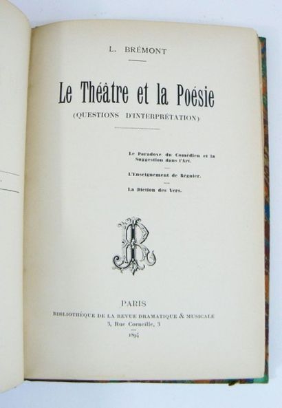 BREMONT (L.)
Le Théâtre et la Poésie (questions...