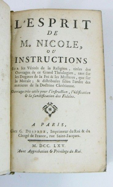 [CERVEAU (René, Abbé)]
L'Esprit de M. NICOLE,...