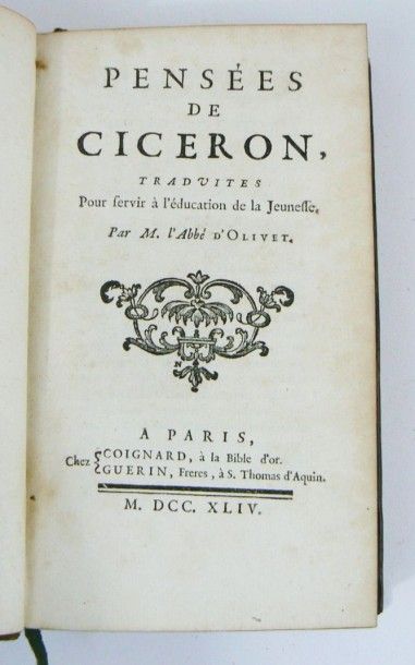 CICERON & OLIVET (Abbé d')
Pensées de Cicéron,...