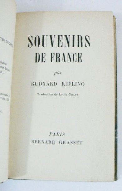 KIPLING (Rudyard)
Souvenirs de France. Traduction...