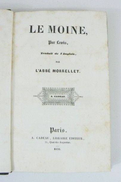 LEWIS (MATTHEW GREGORY)
Le moine. Paris,...