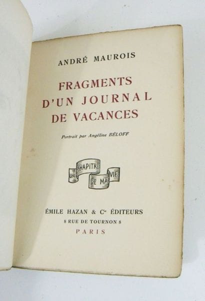 MAUROIS (André)
Fragments d'un journal de...