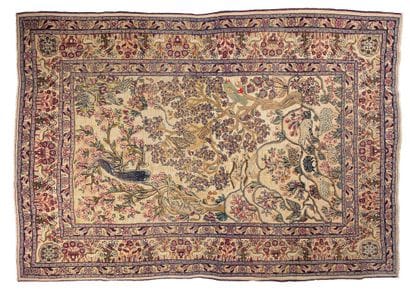 Rare TABRIZ SOOF carpet in relief on a silk...