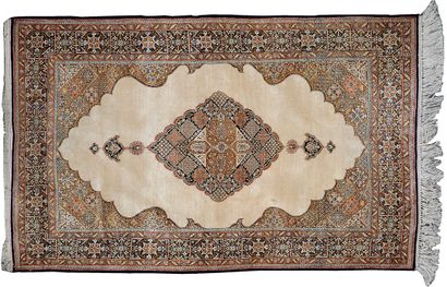 Entirely woven silk GHOUM carpet (Iran),...