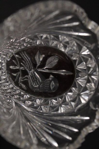 A pair of large cut-crystal vases with poly-lobed...