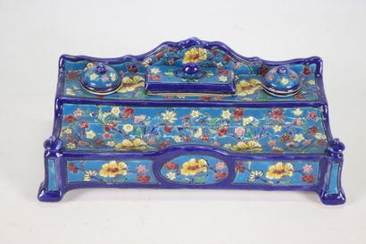 LA LOUVIERE. Large cracked ceramic inkwell...