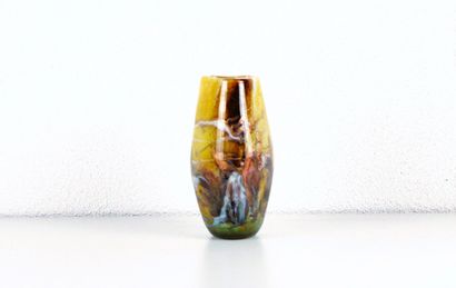 Modernist mineral-themed vase in thick glass...